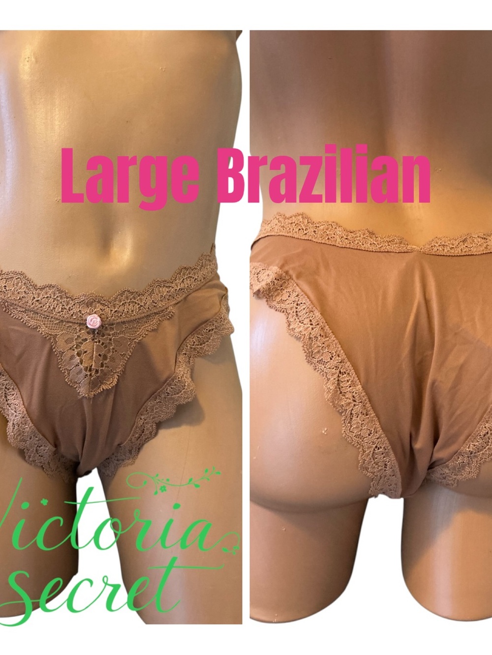 Victoria's Secret Lace-Trim Brazilian Briefs — tan